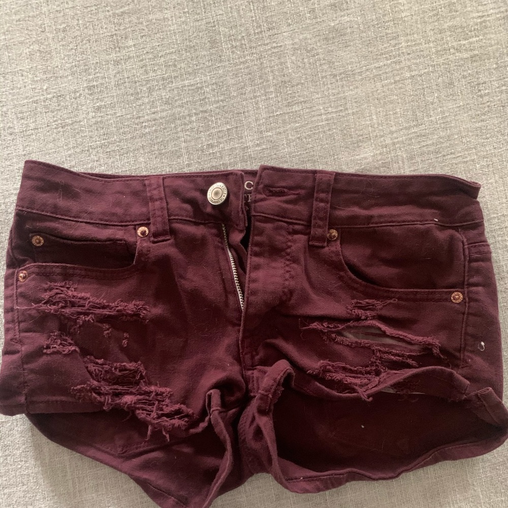 American eagle maroon jean shorts